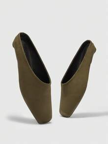 CUCCOO BIZCHIC Zapatos planos casuales y versátiles de unicolor para mujer - Verde - Ver 10