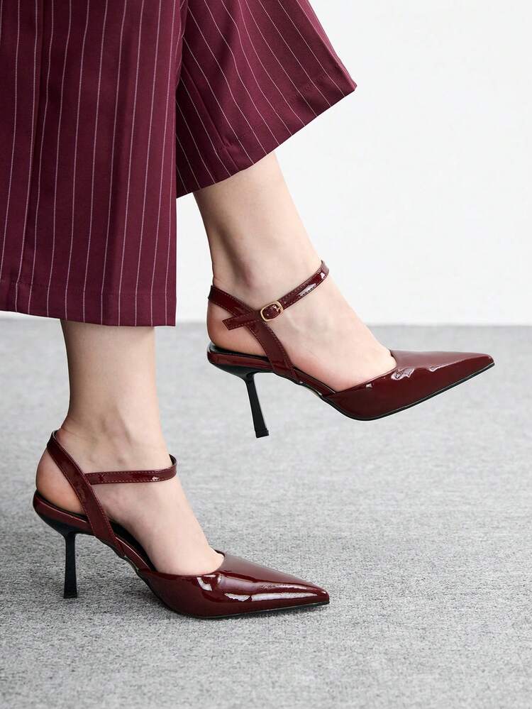 CUCCOO BIZCHIC Women's Pointed Toe Buckle Design Fashionable High Heels, Versatile For Daily Wear Valentine's Day
