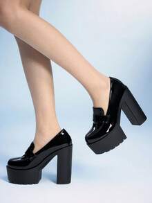 Sugerpunk Giày cao gót bóng bẩy dành cho nữ, thời trang, thanh lịch và đa năng. - màu đen - Xem 4