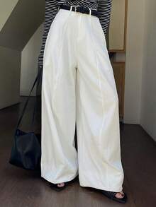 DAZY 女士常规腰围宽松阔腿裤，休闲长裤