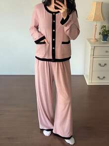 DAZY Colorblock Patchwork Women's Pajama Set - Pink - View 6