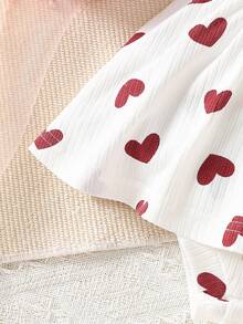 SHEIN 女婴爱心印花连体衣和发带套装 - 白色 - 查看 5