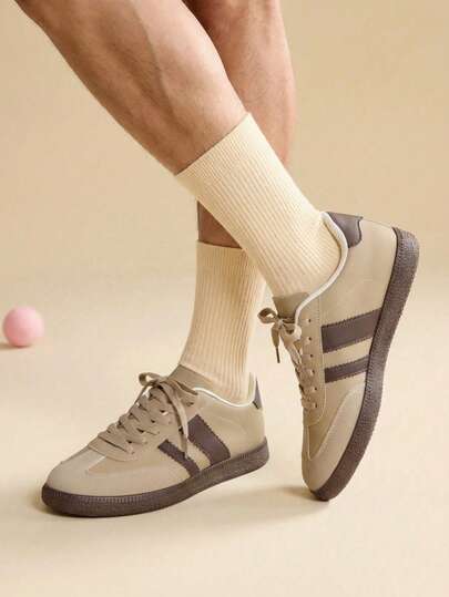 CUCCOO EASI Men's Casual Contrast Color Flat Sports Sneakers, Versatile For Daily Wear