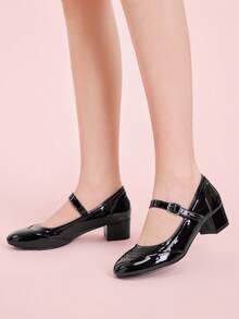 CUCCOO DOLLMOD 女士黑色时尚经典可爱蝴蝶结学院风洛丽塔风格玛丽珍低跟鞋 - 黑色 - 查看 5