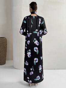 Yasmyna 女士花卉印花缎带装饰休闲宽松开衫睡袍，适合派对和外出穿着 - 彩色 - 查看 6