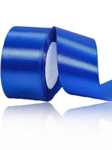 1 rollo de cinta de satén para hacer lazos hechos a mano, decoraciones de boda, envoltura de regalos, manualidades DIY, arreglos florales, suministros para fiestas en múltiples colores y anchos - azul real - Ver 4