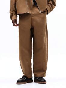 SUMWON Quần cargo màu nâu dáng côn, chi tiết phối vải, cạp quần đơn giản, kiểu dáng quần công sở dành cho nam. - Màu Khaki - Xem 4