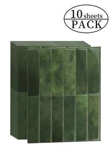 10/20片装自粘瓷砖，防水砖纹3D纹理墙板 - DIY可移除自粘防溅瓷砖，适用于厨房、浴室和派对装饰 - 彩色 - 查看 5