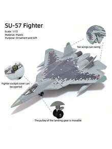 1 Piece, F14 SU57 F22 B2 SU25 A10 Fighter Jet And Bomber Aircraft Model, Miniature Scale Model, Plastic Building Block Airplane Model, Collectible Creative Gift, Suitable For Age 14+