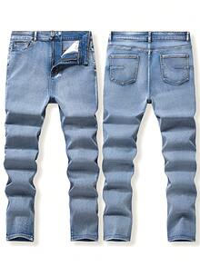 Teen Boys Y2K Four Season Autumn/Winter New Arrival Teen Boys' Slim Fit Distressed Gray Jeans. American Clean Fit, Soft Washed Denim, Slim Cut To Flatter Legs, Versatile High Street Vibe. Suitable For City Walks, Daily Outings, School, Commute, Gatherings, Home Wear, Halloween, Holidays. 2025 Autumn New Collection. Streetwear Jeans Mens Jeans Six Seven Washed Jeans Blue Jeans - Light Wash - View 2