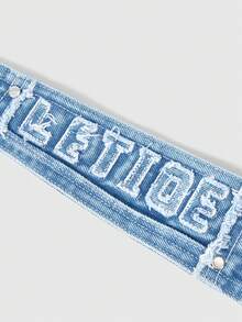 ROMWE Grunge Punk Phụ kiện nhẫn kim loại phong cách Y2K Punk, thiết kế nhiều mắt và túi, cà vạt viền rách cho nữ, đồ trang trí độc đáo cá tính. - Màu xanh bạc - Xem 4