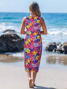 Sylviya 女士休闲圆领度假印花连衣裙 夏季连衣裙 夏季服装 沙滩裙 沙滩装 度假装 女士夏季假日装 印花连衣裙 度假装 女士夏季连衣裙 女士度假装 - 彩色 - 查看 3