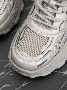 Vate Women's Fashionable Versatile Casual Wedge Sneakers - Grey - View 4