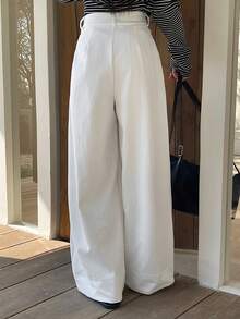 DAZY 女士常规腰围宽松阔腿裤，休闲长裤