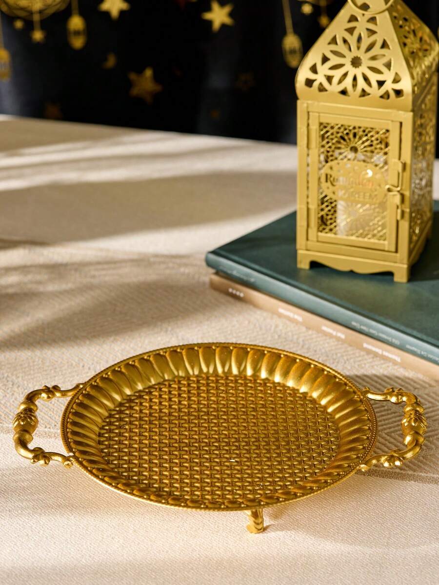 Cirelle Golden Handled Display Tray - European Style Round Tray For Luxury Jewelry & Perfume, Vanity Centerpiece Decoration - Multicolor - View 1