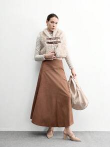 CUCCOO BIZCHIC Giày cao gót đế dày màu mơ dành cho nữ, thiết kế tối giản cổ điển, trang trí khóa kim loại, thích hợp cho đi làm, hẹn hò, dự tiệc, kỳ nghỉ hoặc đám cưới. - Hạnh nhân - Xem 5