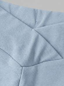 SHEIN 2pcs Tween Girls Crew Neck Contrast Trim Long Sleeve Top And Straight Leg Casual Pants Set, Suitable For Dates, Parties, Back To School, Autumn/Winter - Baby Blue - View 6