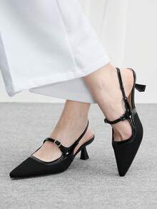 CUCCOO BIZCHIC Women's Elegant Pointed Toe Pumps With Buckle, Suitable For Commuting Valentine's Day - Black - View 5