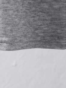 Girls Casual 2 In 1 Sweatshirt, Light Gray Polo Collar V-Neck, Blue & White Striped Trim On Collar & Cuffs, Loose Dropped Shoulder, Versatile Long Sleeve Top - Grey - View 5