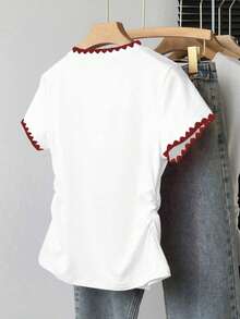 Resyla Women's Casual Contrast Trim Cherry Print T-Shirt, Summer - White - View 2