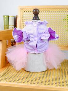 PETSIN 1pc Cat/Dog Clothing, Cute Embroidered 3D Rabbit Ear Cartoon Dress, Spring And Summer Pet Comfortable Clothing - Pink purple - View 9