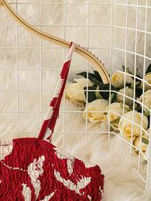 Franclia Women's Ditsy Floral Ruched Camisole And Mini Skirt 2-Piece Sexy Crop Top Set, Spring/Summer - Red - View 5