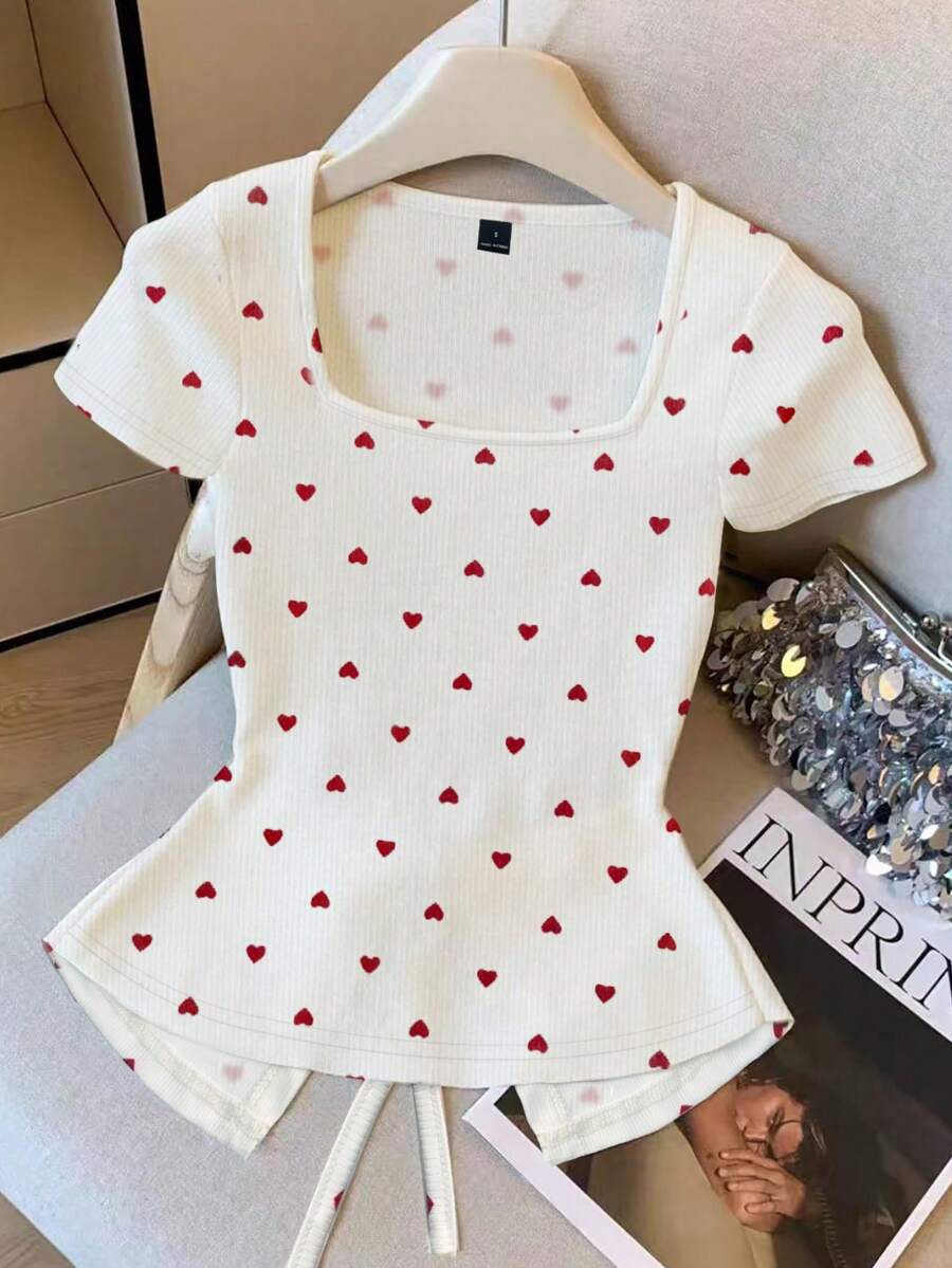 GlowEve Elegant Summer Knitted T-Shirt For Women - Apricot - View 1