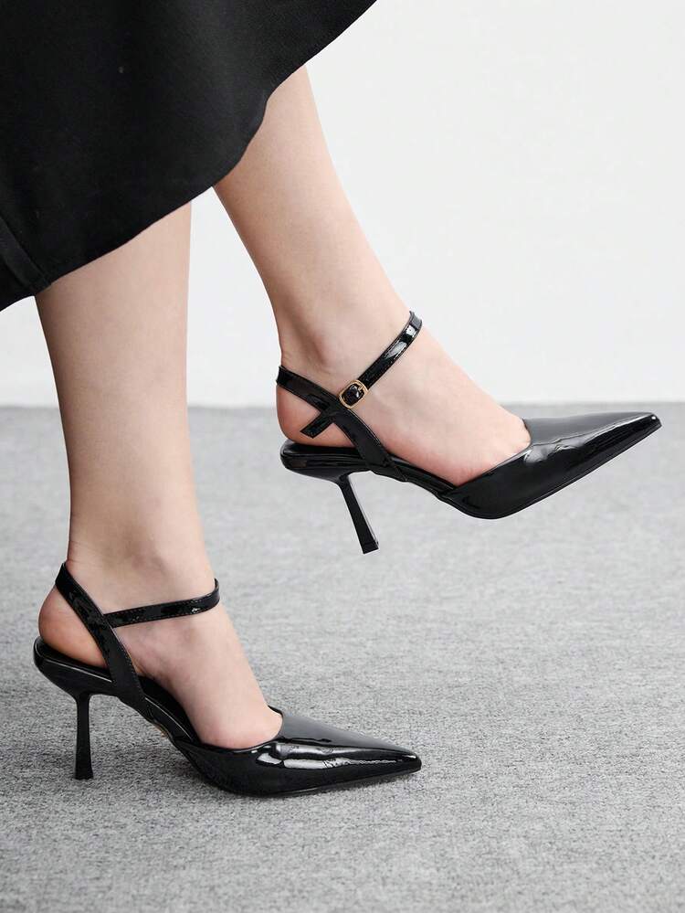 CUCCOO BIZCHIC Women's Fashion Versatile Commuting Minimalist Pointed Toe Buckle Pumps Valentine's Day