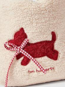 ROMWE Kawaii 时尚卡通双面单肩毛绒包 - 白色 - 查看 3