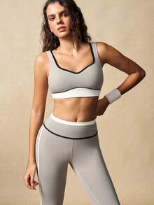 VARSIVA 女士撞色滚边运动文胸和紧身裤套装 - 彩色 - 查看 10