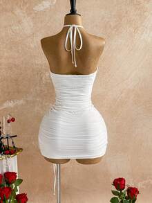 Soleia Đầm mini dệt kim họa tiết khoét rỗng, dây rút, hở lưng, gợi cảm dành cho nữ, thích hợp cho Lễ Tạ ơn, tiệc năm mới, hẹn hò, Ngày Valentine, Lễ Phục sinh, lễ hội hóa trang, tiệc trà chiều, đi biển, du thuyền, kỳ nghỉ thành phố. - Màu be - Xem 2