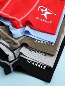 Snug Zone 5pcs/Pack Tween Boys' Football Print Elastic Waist Casual Underwear - Multicolor - View 5