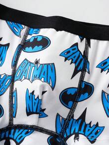 BATMAN X SHEIN Young Boy Comfortable Soft Breathable Bat & Letter Graphic Trunks - Blue - View 7