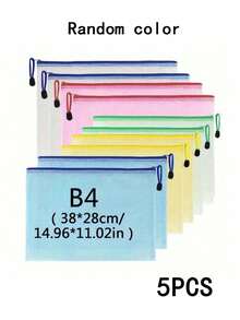 Extra Large Grid Waterproof Zipper Document Bag - A3/A4/B4/A5/B5/B6 Transparent Student And Professional Document Organizer, Ideal For Paper And Exam Storage. - Multicolor - View 10