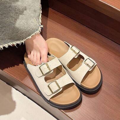 Sandalias de suela gruesa con talón de mujer Sandalias de moda con suela gruesa para mujer Ropa de verano para exteriores Nuevo diseño estilo hada Combina bien con vestidos Sandalias elegantes con tiras Sandalias estilo Sandalias retro minimalistas Sandalias con suela gruesa y doble tira Sandalias estilo para mujer Sandalias de verano para exteriores Sandalias informales