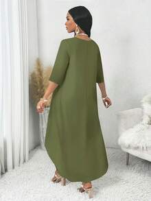 SHEIN Lady 四季秋季女装 白色长袖不规则两件套 女士秋季套装 女士套装 女士服装套装 女士两件套 秋季两件套 返校季 秋季女士套装 白色女士套装 女士服装套装 套装 两件套 婚礼礼服 女士两件套 - 軍綠色 - 查看 2