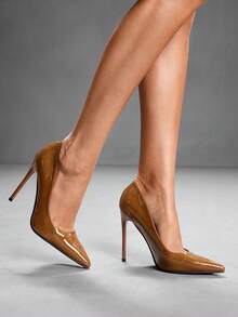 CUCCOO SZL 女士尖头细高跟鞋，棕色高跟鞋时尚鞋 - 棕色 - 查看 8