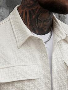 Manfinity Homme 男士纯色翻领单排扣休闲百搭通勤短袖衬衫；男士网眼度假衬衫；男士纹理衬衫；奶油色纽扣衬衫；男士街头风衬衫；男士珍珠扣衬衫；日常休闲、周末旅行、户外活动、探险旅行、轻松的工作环境或半正式场合；男友/丈夫礼物；周年纪念/生日礼物；派对；暑假；假期；新年；婚礼；情人节 - 米色 - 查看 7