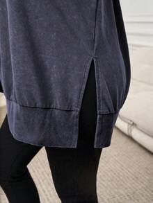 SHEIN LUNE 大码纯色圆领休闲百搭长袖卫衣，适合感恩节、新年、冬季等各种场合，蓝色休闲上衣，适合锐舞派对等场合。 - 寶藍色 - 查看 8