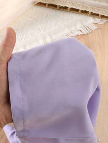 SHEIN Elladie kids 3pcs Young Girls Pink Blazer, Camisole, And Pearl Shorts Set, Casual Elegant Summer Outfit Girls Blazer Set Shorts Suit For Girls Tweens Dress Blazer Set - Purple - View 12