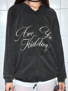 ROMWE Avant 女士休闲字母印花卫衣 - 黑色 - 查看 2