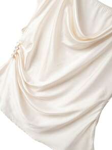 GlowEve CURVE 大码优雅纯色褶皱腰身衬衫 - 杏色 - 查看 4