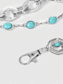 ROMWE Grunge Punk 1pc Women Star Decor Layered Trouser Chain - Silver Turquoise Star Trousers - View 4