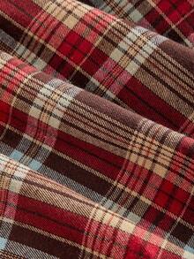 ROMWE Grunge Punk Rok Berlapis Asimetris Motif Kotak-kotak Vintage Merah Kasual Musim Semi/Panas untuk Wanita - MultiWarna - View 3