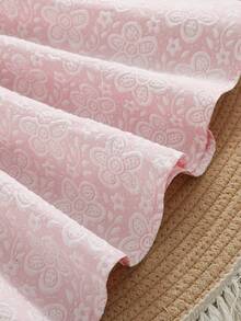 SHEIN Baby Girls' Spring Casual Vacation Cute Sweet Puff Sleeve A-Line Textured Fabric Short Sleeve Dress, Exquisite Smocking Craftsmanship, High Quality And Cost-Effective, Suitable For Travel Or Vacation Outfits - Pink - View 7