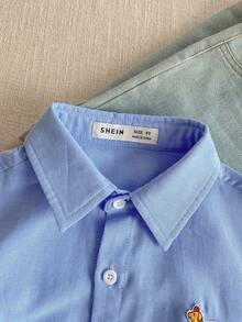 PrepCrw Young Boys' Collegiate Style Embroidered Patch Short Sleeve Patch-Down Shirt - Multicolor - View 5