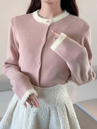 FRIFUL קרדיגן קז'ואל לנשים עם גימור צבעוני, סתיו/חורף