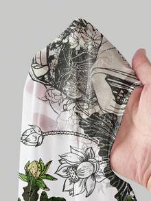 ROMWE Avant Tiger Street Punk Music Festival Sheer Mesh Sexy Long Sleeve Blouse For Women, Summer - White - View 5