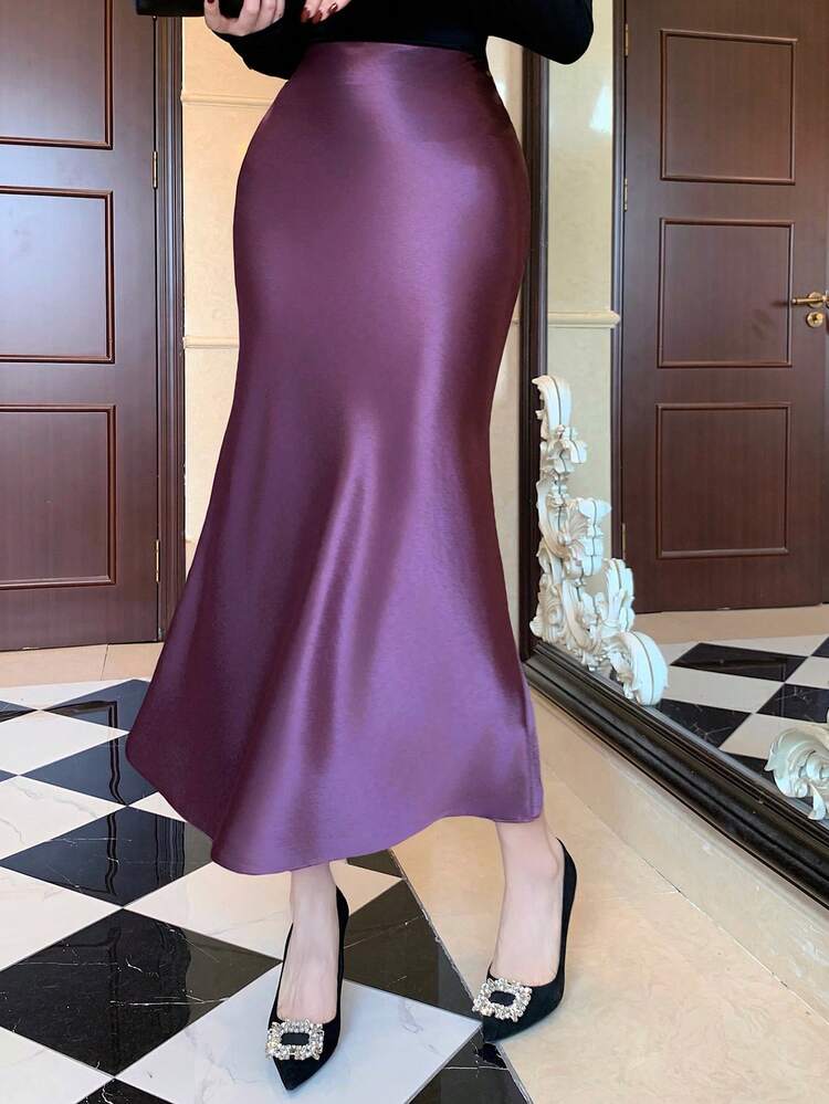 Women's Elegant Solid Color Fish Tail Skirt, Spring/Summer