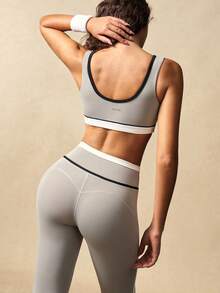 VARSIVA 女士撞色滚边运动文胸和紧身裤套装 - 彩色 - 查看 9